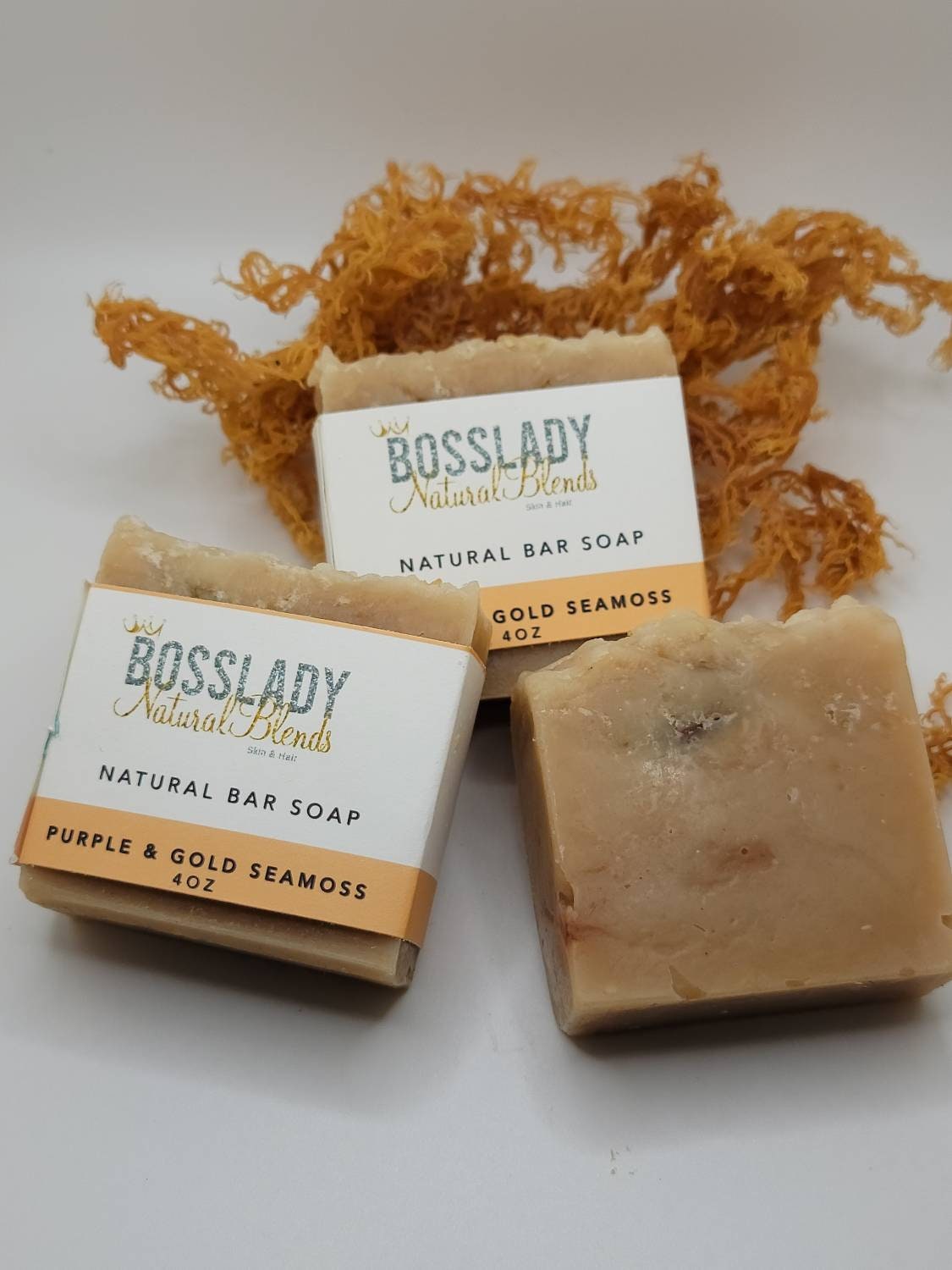 Purple & Gold Sea Moss / Bladderwack soap,
